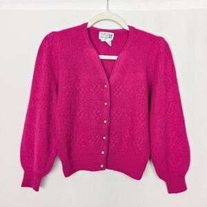 Vintage Adele Joyce Angora Wool Cabel Cardigan